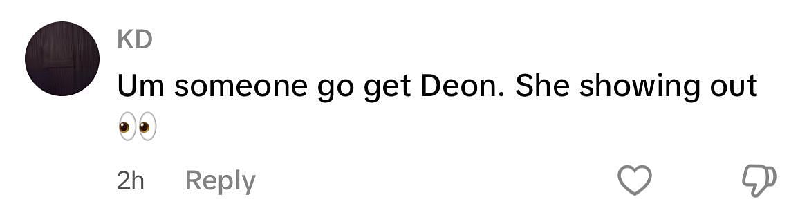 A fan jokes that someone should get Shelomi's dad Deion Sanders